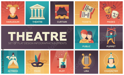 Theatre - set of flat design infographics elements