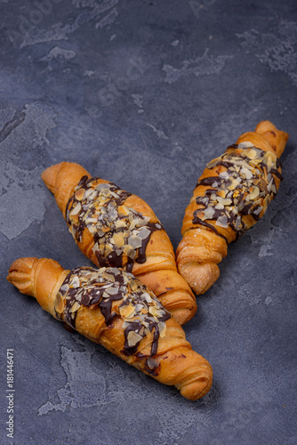Croissants with chocolate and almonds
