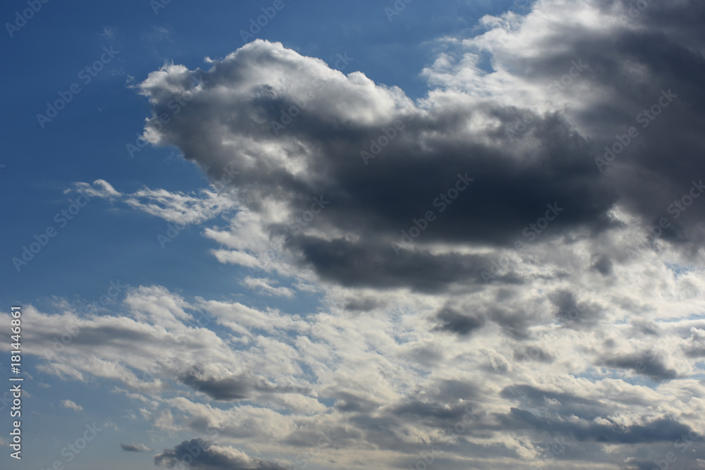 Obraz premium 青空と雲「空想・雲のモンスター(天空を見つめるモンスターのイメージ)」(空を見つめ何かを憂う、思慕、忘れらないあの日、忘れられないあの人、リーダーの苦悩、仲間を率いる難しさ、想い出がよみがえる、思い出などのイメージ)