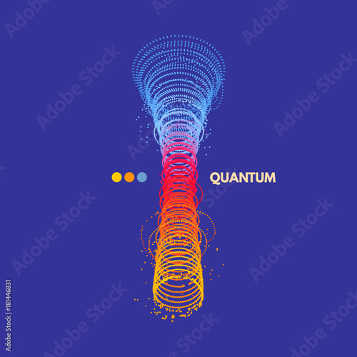 Array with dynamic particles. Vector sound wave. 3d technology style. Abstract background. Vector illustration.