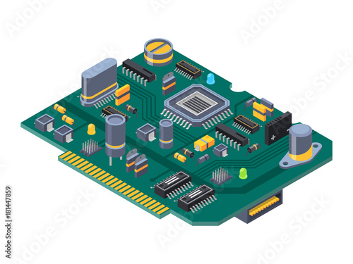 Hardware equipment for computers. Semiconductors, capacitor and chips