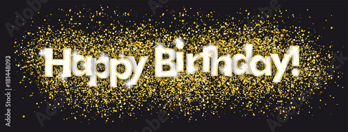 Canvas Print Happy Birthday Golden Confetti Black