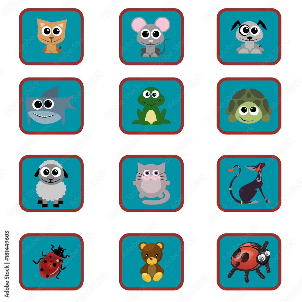 Obraz premium A set of icons with animals.
