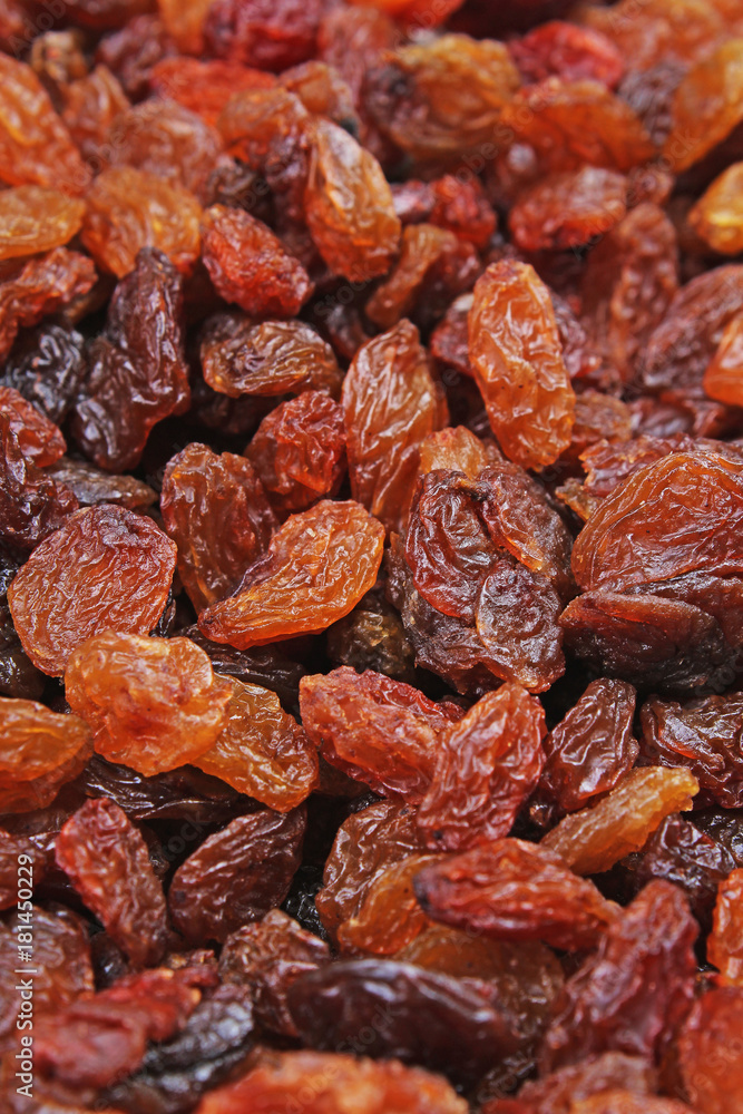Raisins as background Grape Raisin texture. Food raisin sweets photo