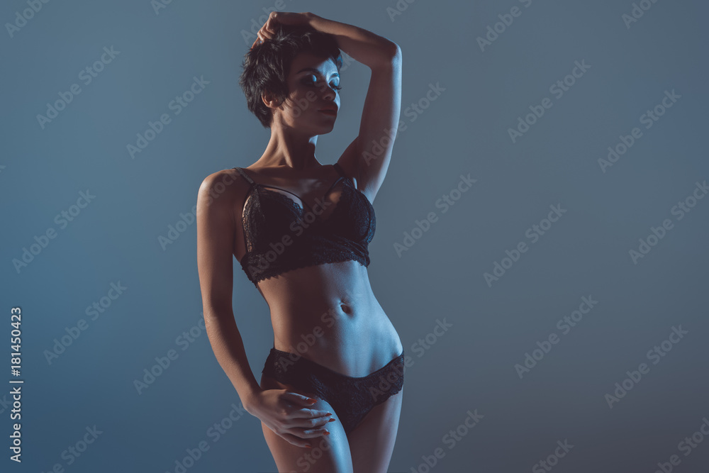 Obraz premium sexy girl in black lingerie