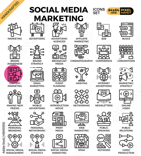 Social media marketing icons