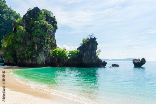 island of Hong in Thailand - a beautiful view of the rock and the Andaman Sea