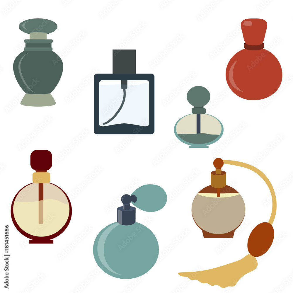 Perfume bottle vector icon on white background. Flat vector perfume bottle  icon symbol sign from modern woman clothing collection for mobile concept  and web apps design. Stock Vector