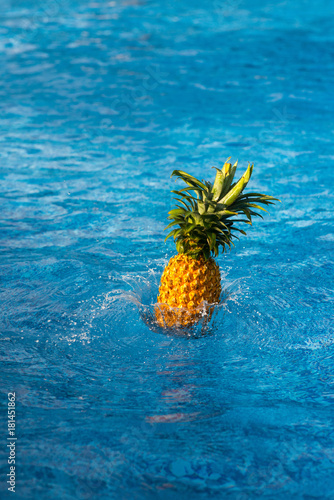 pineapple falling in water
