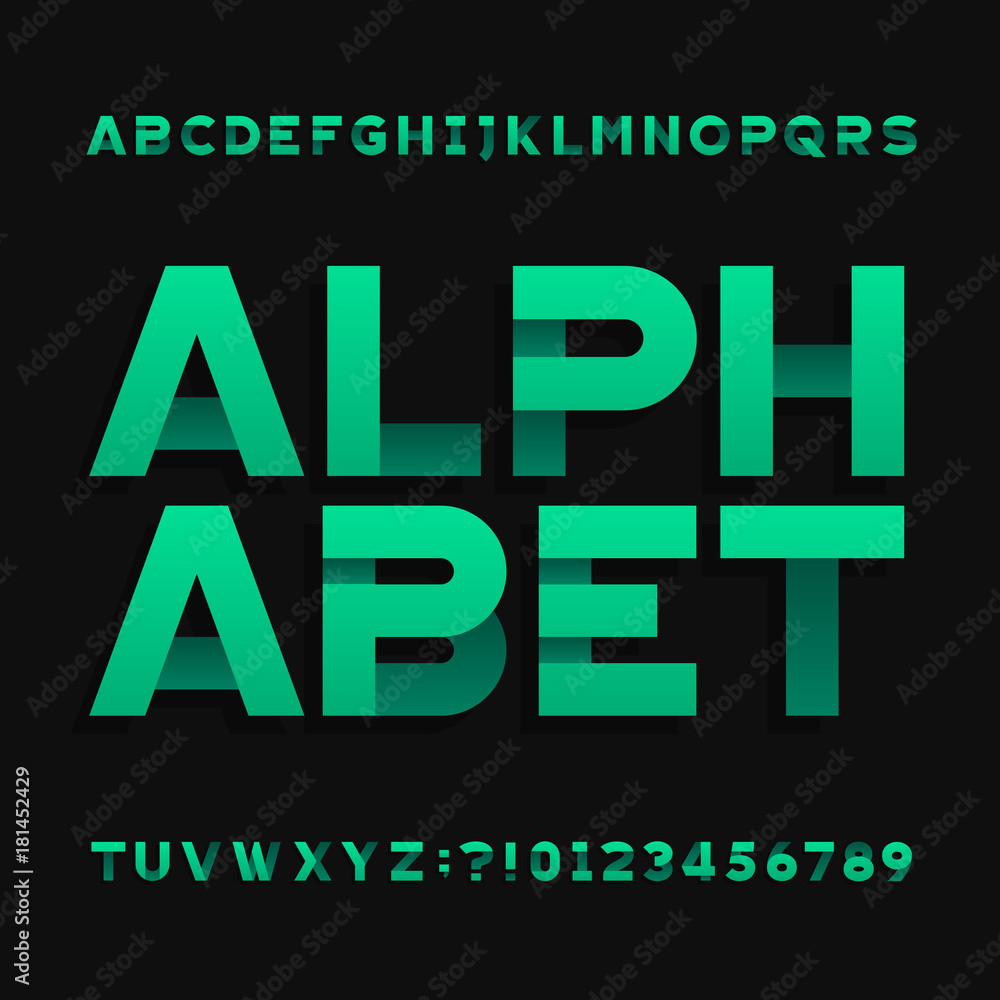 Abstract futuristic alphabet typeface. Type letters and numbers. Vector font for your headers or any typography design.