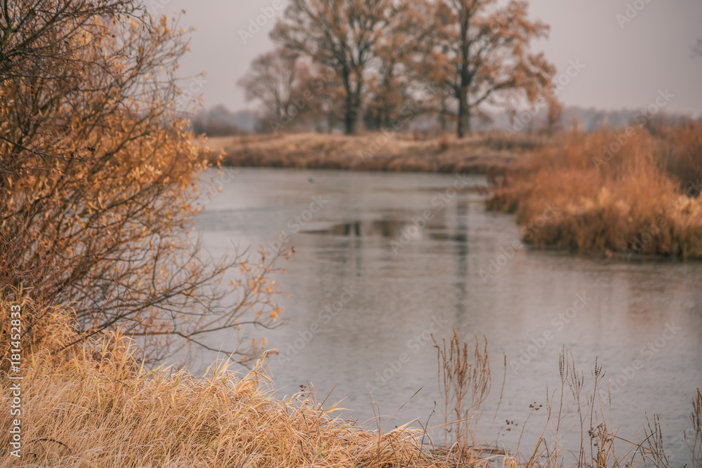 River early in the morning. The first frost in late autumn.
River early in the morning. The first frost in late autumn.