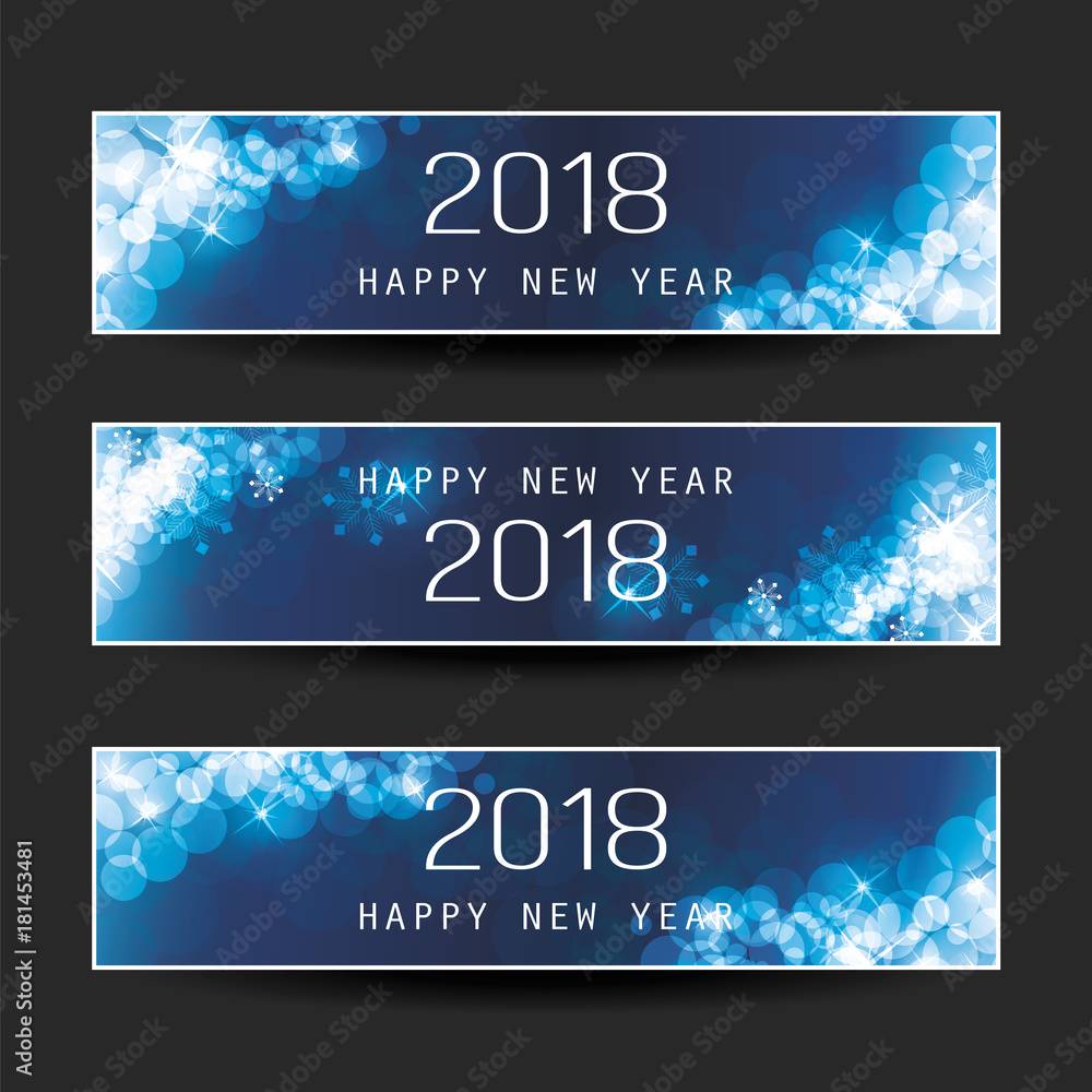 Set of Horizontal Christmas, New Year Banners - 2018 Set of Horizontal Christmas, New Year Banners - 2018