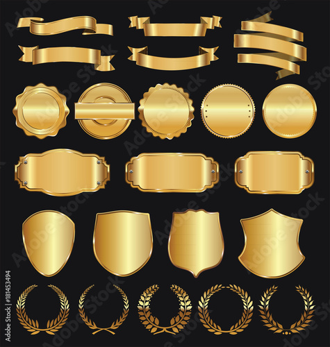 Golden retro sale badges and labels collection 