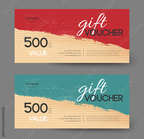 retro gift voucher template, grunge old effect