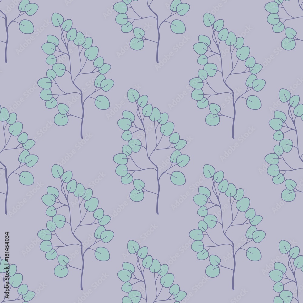 Obraz Vector seamless pattern with plants on a purple background