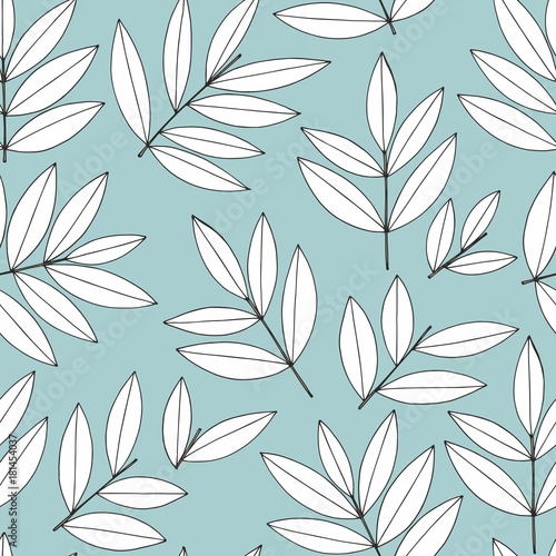 Vector seamless pattern with branches on a turquoise background
