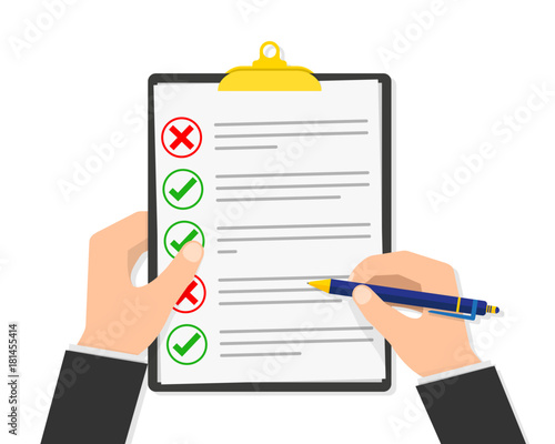 Report file in the hand. Vector illustration.