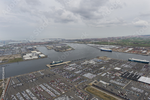 Aerial image of car carrier terminal Gefco Benelux at Port of Zeebrugge