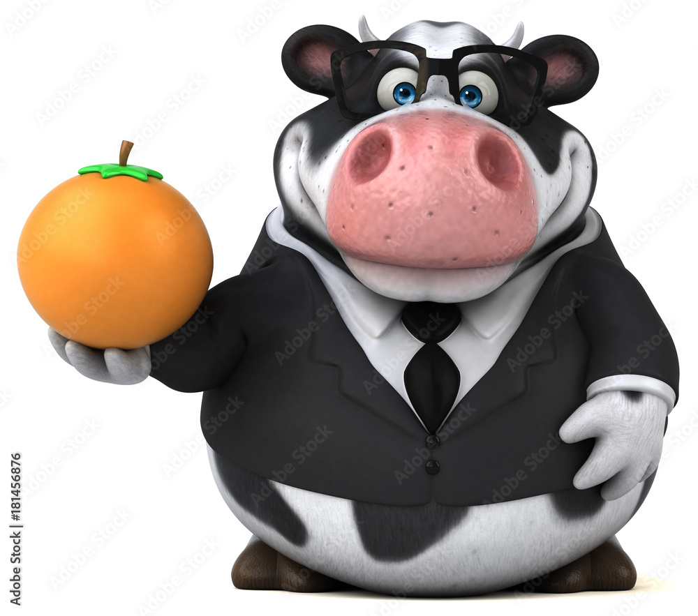 Naklejka premium Fun cow - 3D Illustration