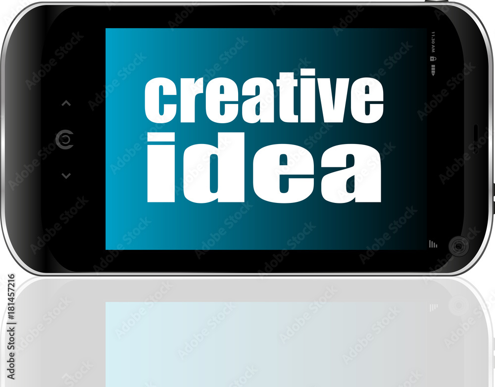 Education concept. Smartphone with text Creative idea on display Education concept. Smartphone with text Creative idea on display