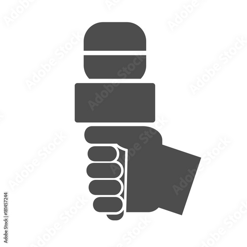 Hand holding microphone icon