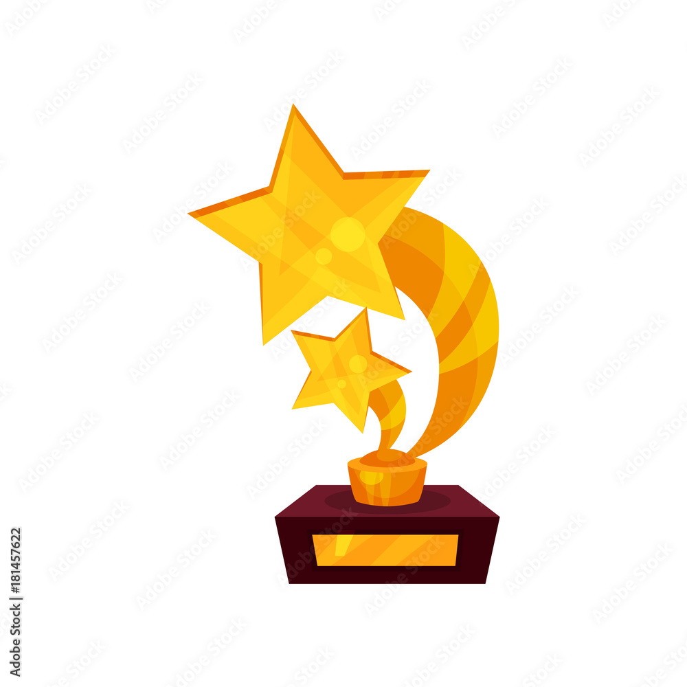 Two starrs gold award a pedestal, golden first place prize cartoon vector Illustration Two starrs gold award a pedestal, golden first place prize cartoon vector Illustration