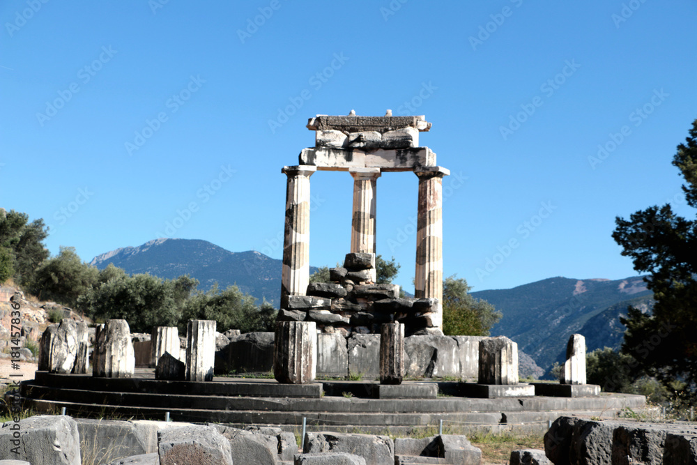 view of Temple of Athena Pronea Delphi Greece