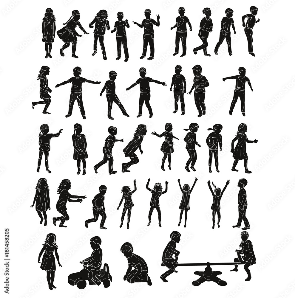 Fototapeta premium collection of children silhouettes
