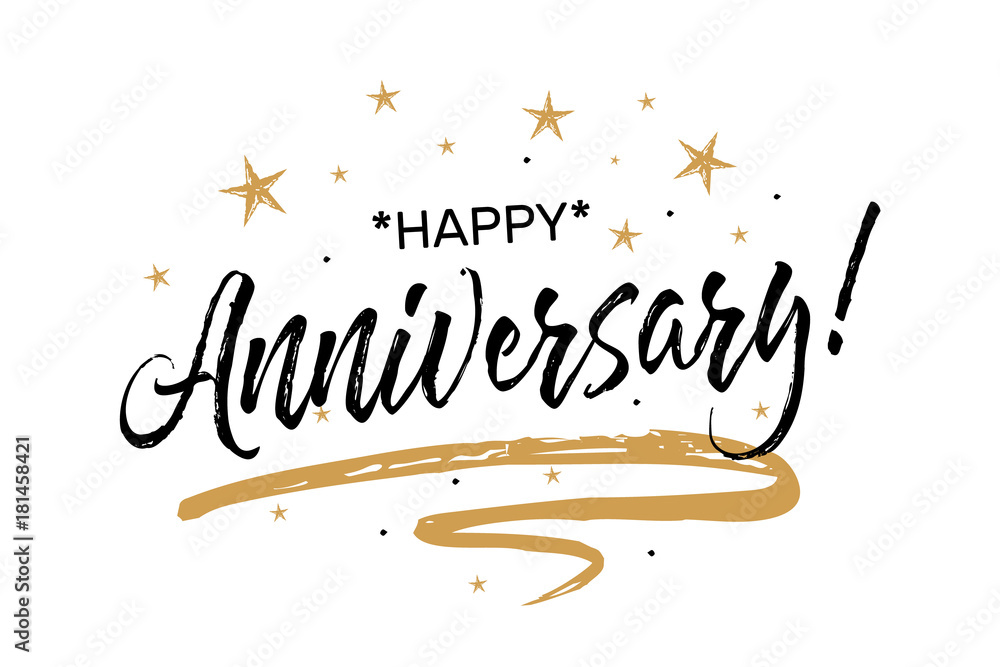 Happy Anniversary card. Beautiful greeting banner poster calligraphy ...