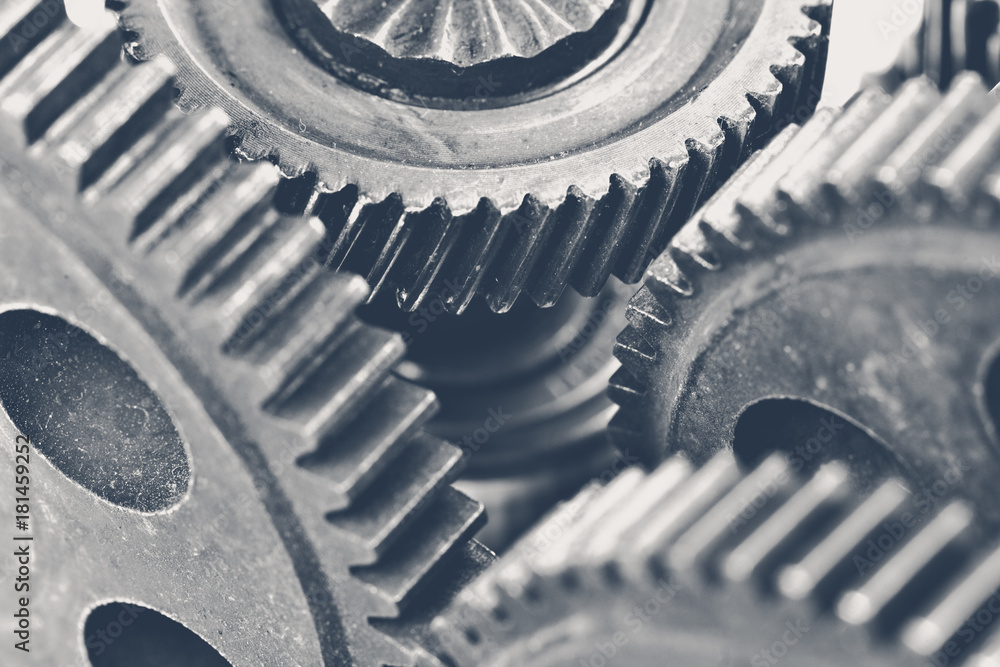 Close-up view of stack of gears Close-up view of stack of gears