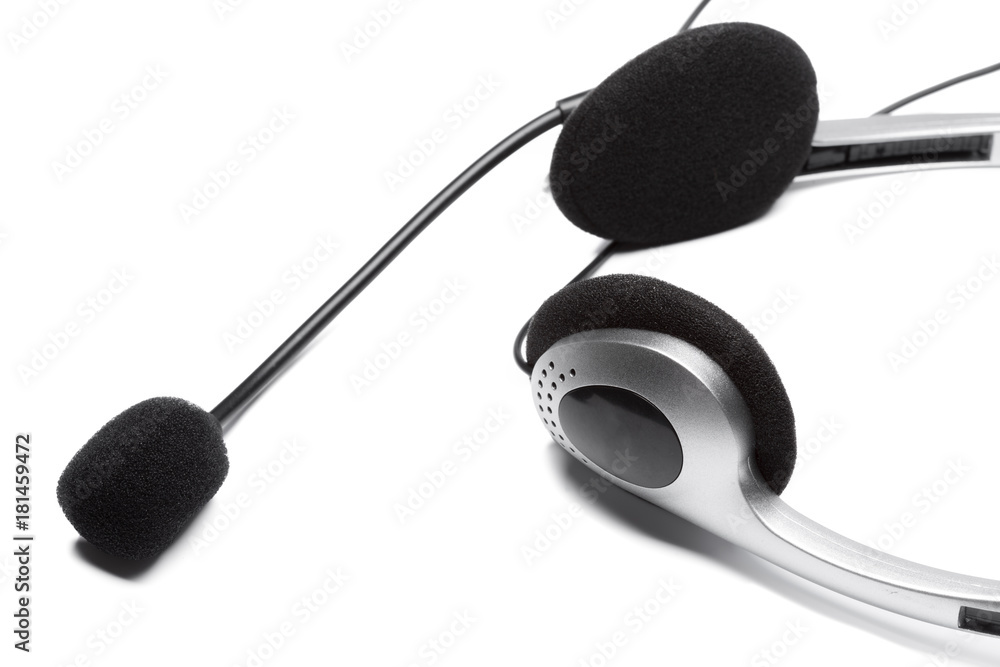 headset with microphone isolated on white