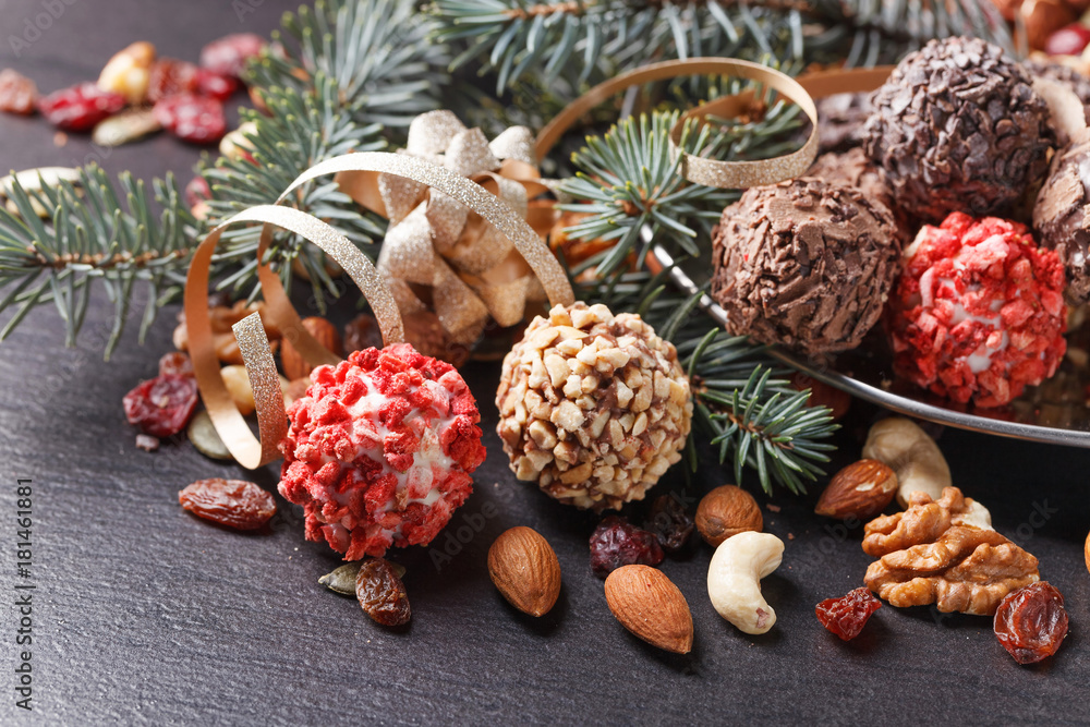 Homemade candy with nuts and dried fruits. Homemade candy with nuts and dried fruits.