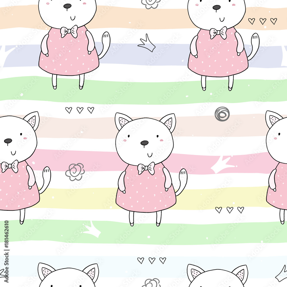 Seamless pattern with cute little cat. vector illustration Seamless pattern with cute little cat. vector illustration