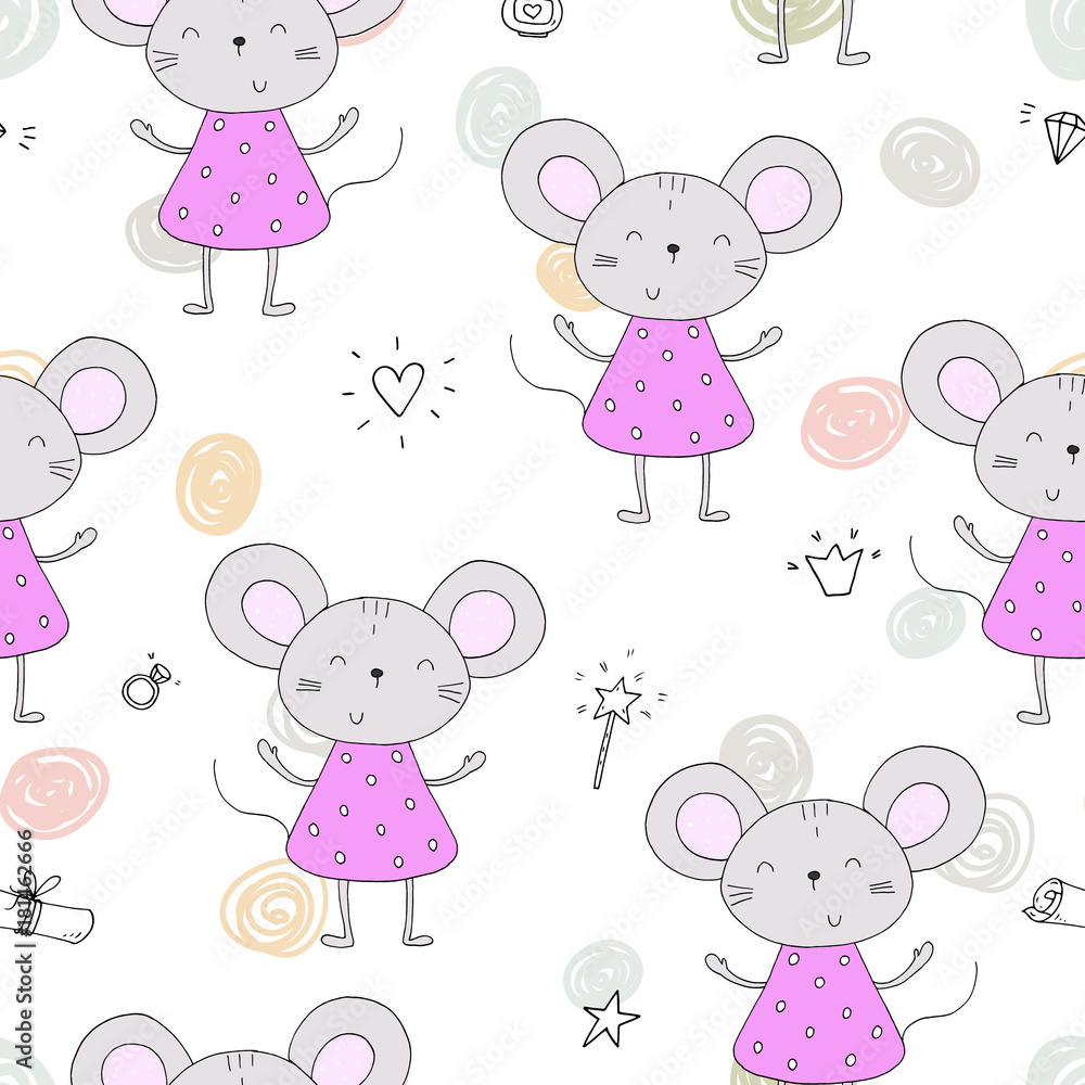 hand drawn Sample pattern with little mouse