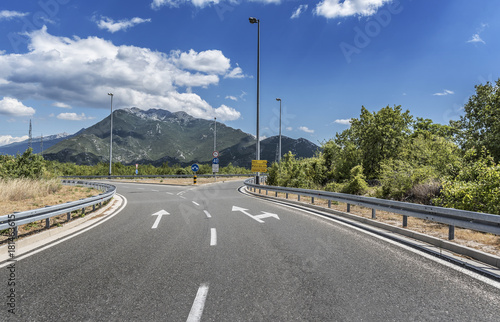 High-speed country road among the mountains.