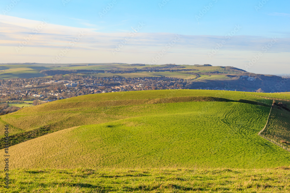 Looking towards Lewes from the top of Mount Caburn