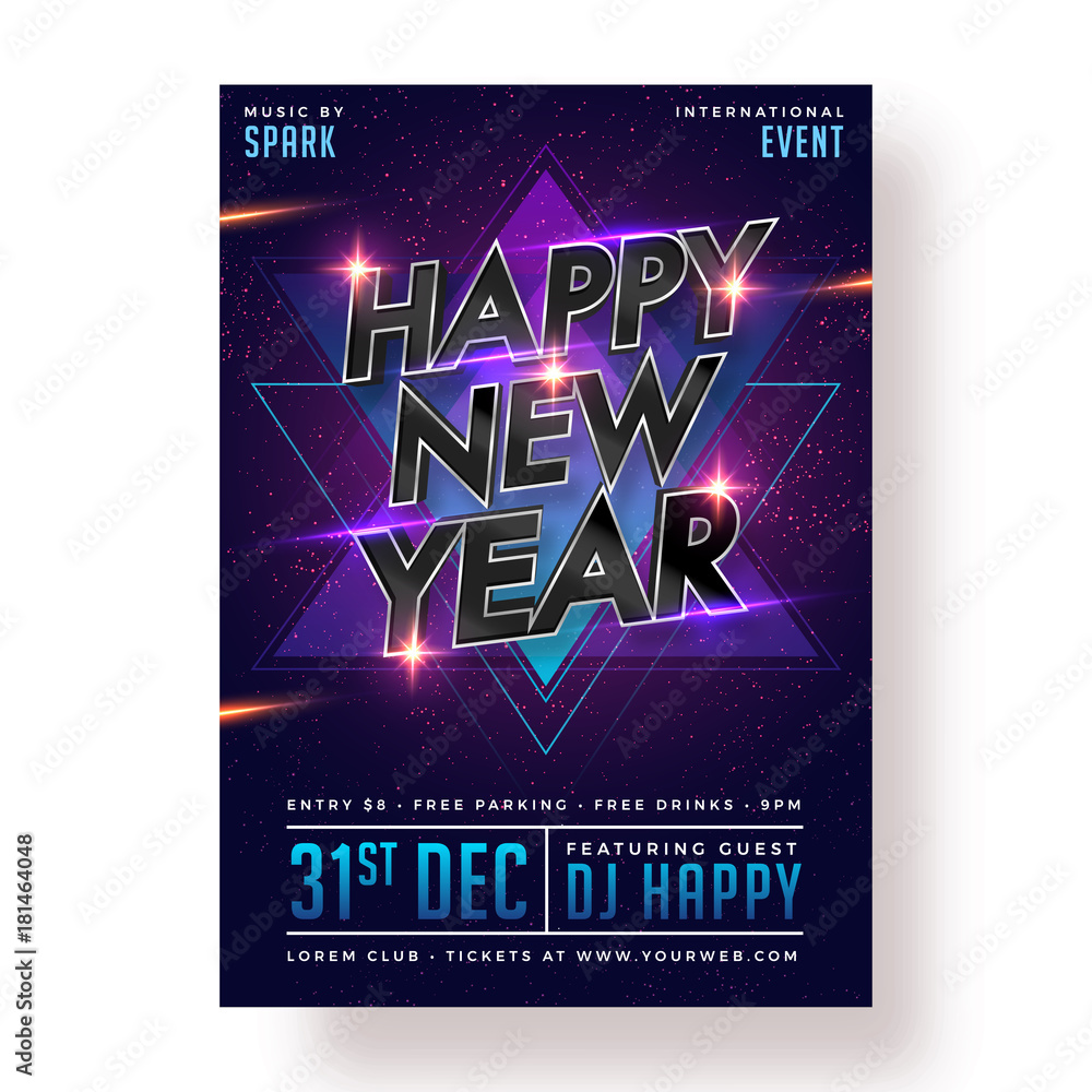 Plakat Happy New Year Party Poster, Banner or Flyer Design.