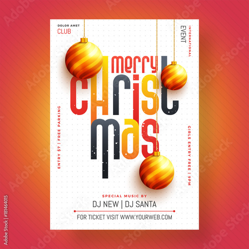 Christmas Celebration Party Poster, Banner or Flyer Design.