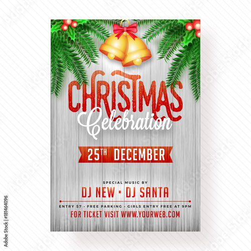 Christmas Celebration Party Poster, Banner or Flyer Design.