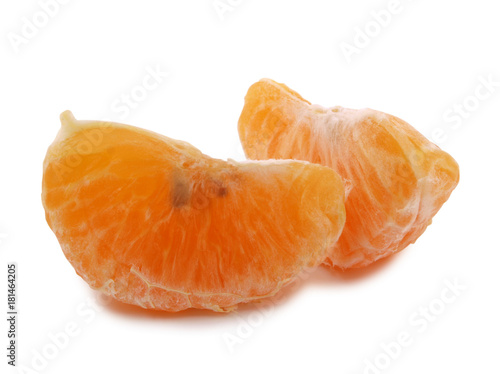 Fresh tangerine stacked in rows on white background