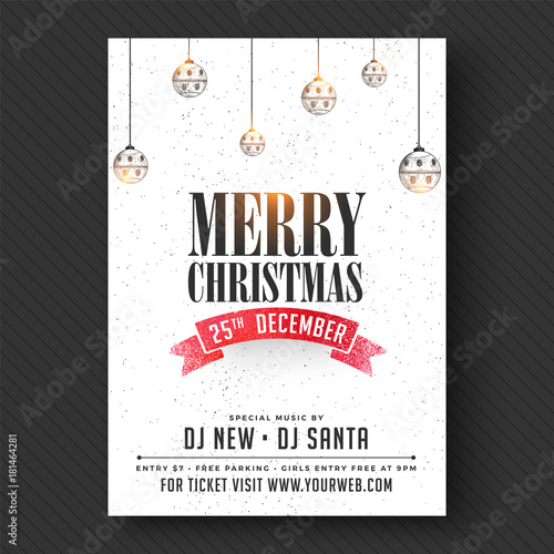 Merry Christmas Party Banner or Flyer Design.