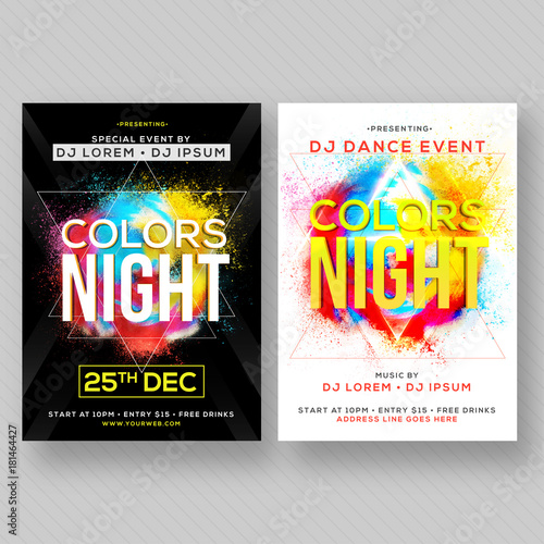 Party Banner or Flyer with two color concepts.