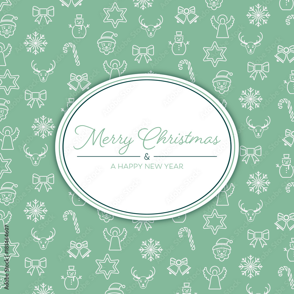 Fototapeta premium Merry Christmas - Hintergrund mit Textfeld (Grün)