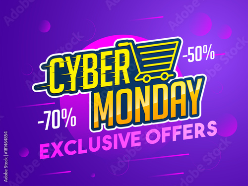 Cyber Monday Sale Banner Design with Discount Offer.