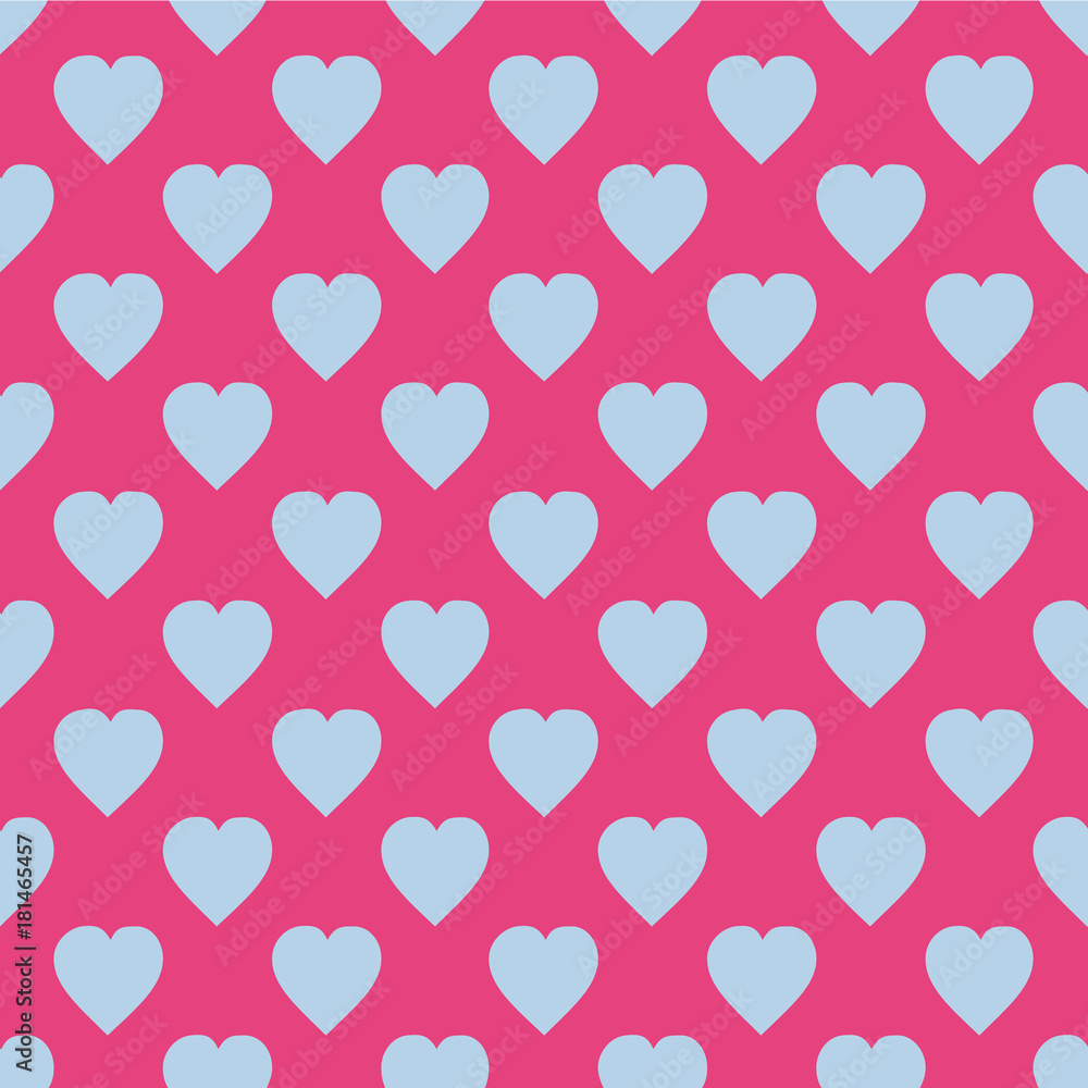 Pattern with hearts. Flat Scandinavian style for print on fabric, gift wrap, web backgrounds, scrap booking, patchwork