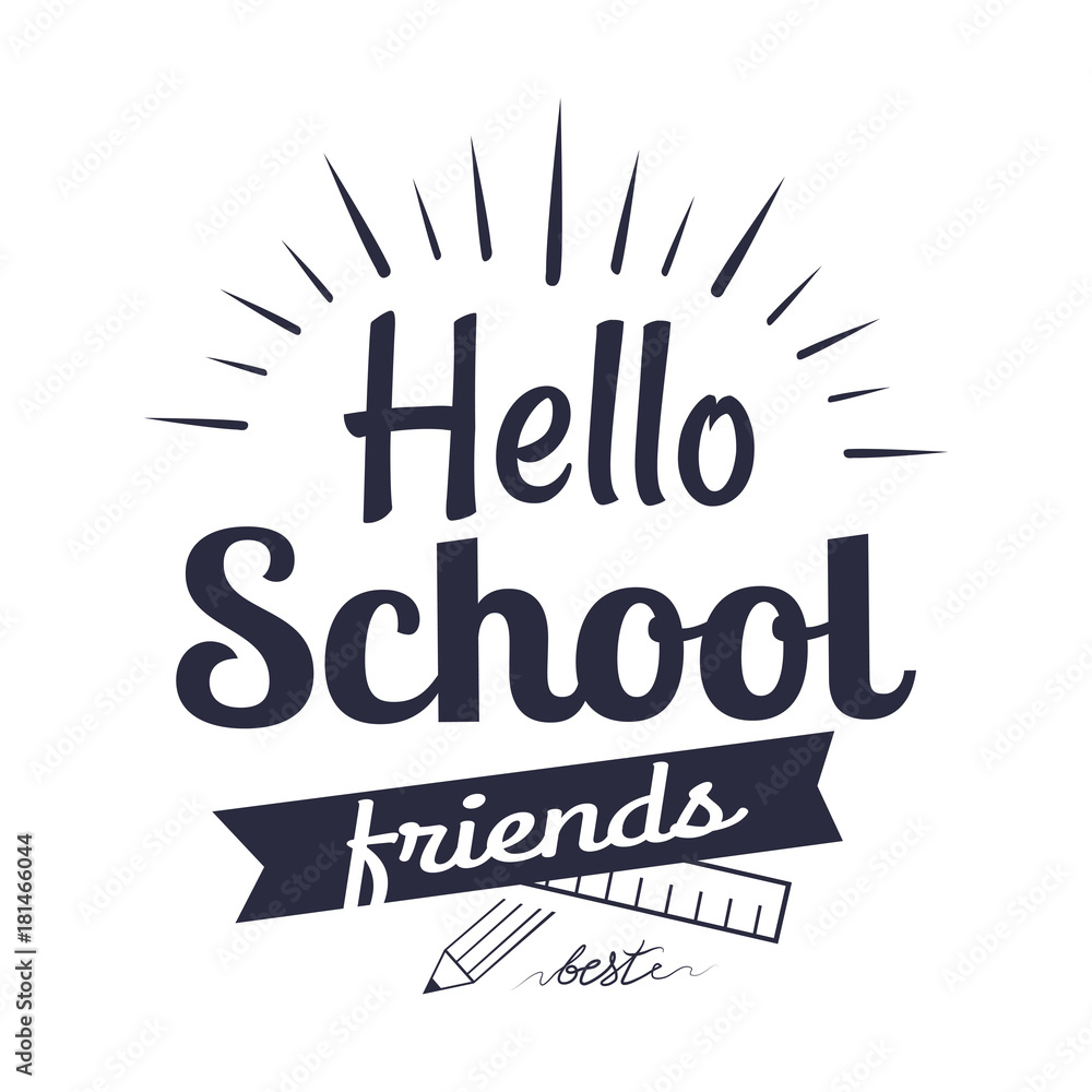Hello School Friends Sticker Isolated on White