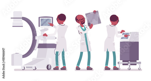 Black male doctor X-raying
