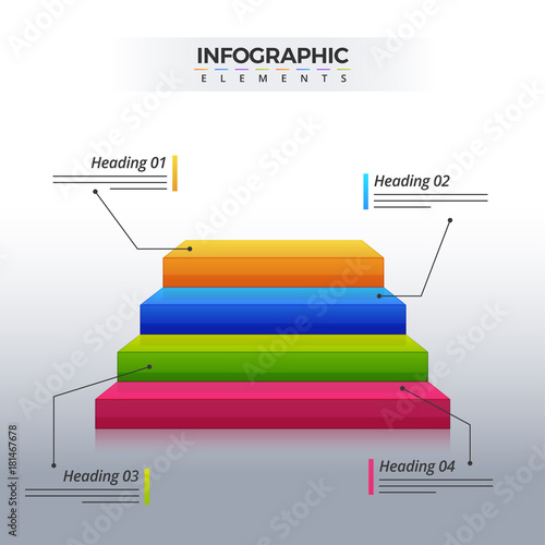 3D infographic element, or graph with four (4) steps .