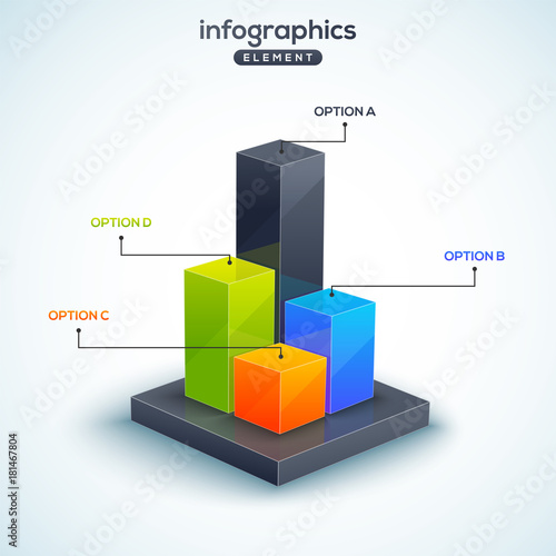 3D infographic element, or graph with  four (4) steps .