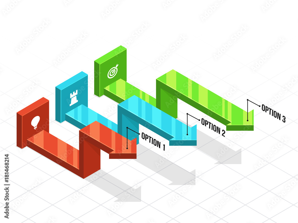 3D business infographics with three (3) steps. 3D business infographics with three (3) steps.